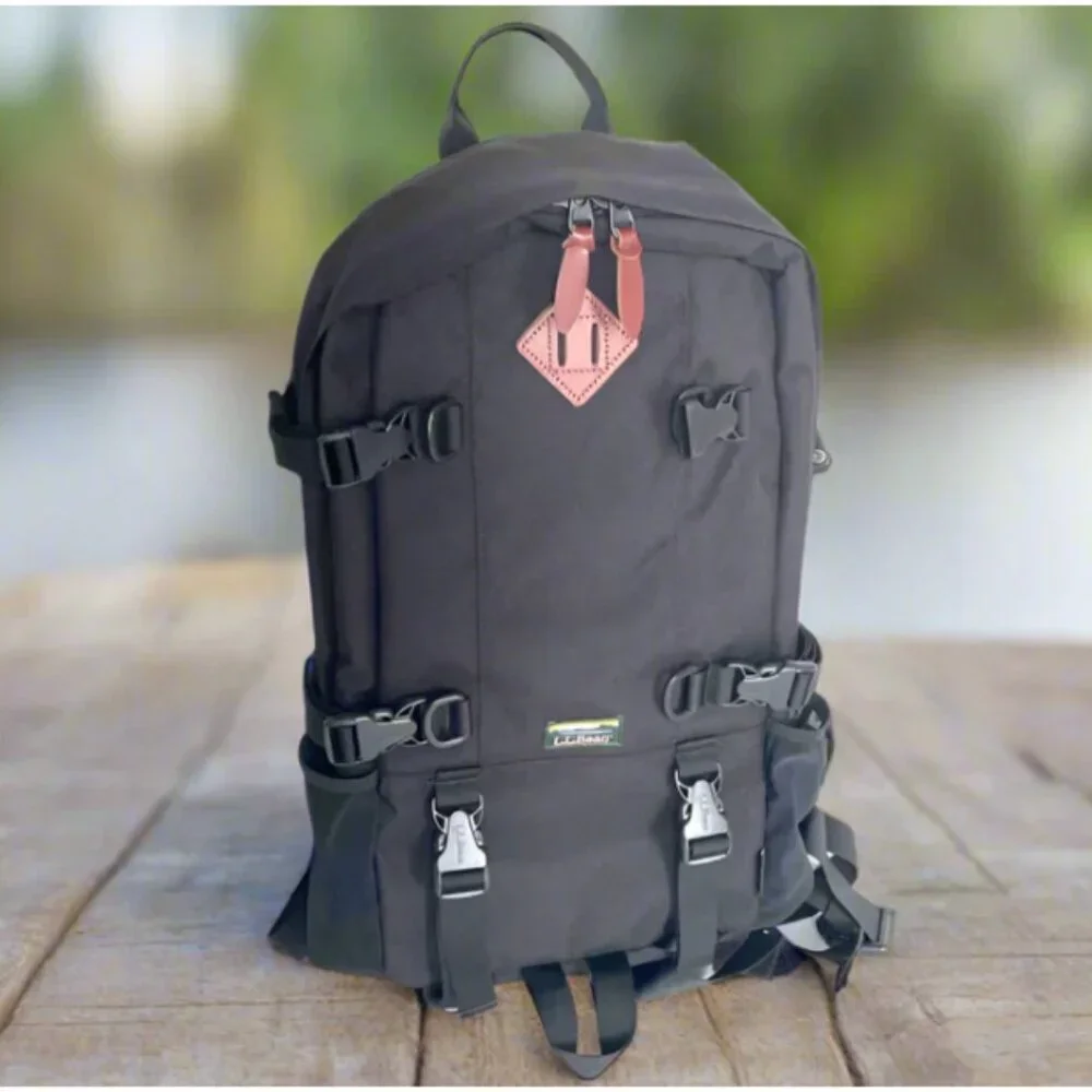 L.L.Bean Bigelow Cordura Backpack Black Nylon Day Hiking Mountain H2O